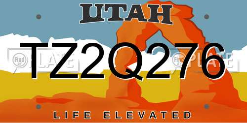TZ2Q276 Utah License Plate