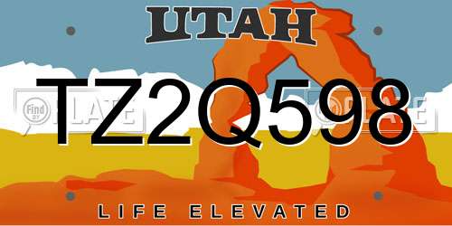 TZ2Q598 Utah License Plate
