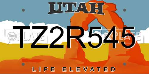 TZ2R545 Utah License Plate