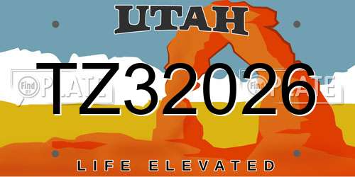TZ32026 Utah License Plate