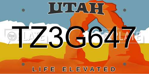 TZ3G647 Utah License Plate
