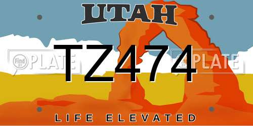 TZ474 Utah License Plate