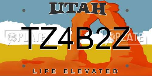 TZ4B2Z Utah License Plate