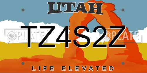 TZ4S2Z Utah License Plate