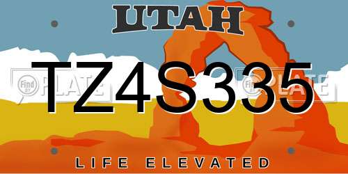TZ4S335 Utah License Plate