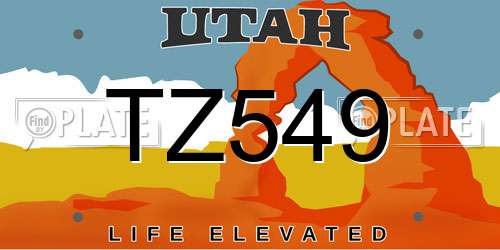 TZ549 Utah License Plate