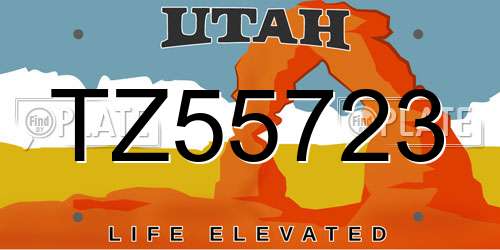 TZ55723 Utah License Plate