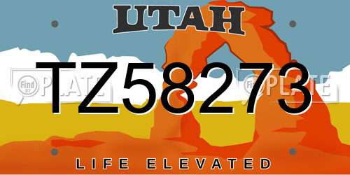 TZ58273 Utah License Plate