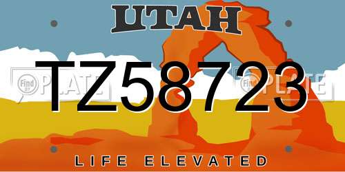 TZ58723 Utah License Plate