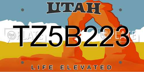 TZ5B223 Utah License Plate