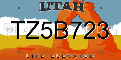 TZ5B723 Utah License Plate