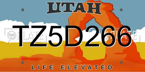 TZ5D266 Utah License Plate