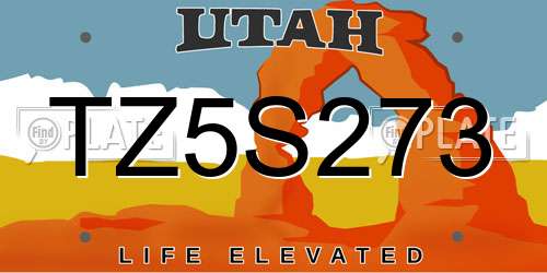 TZ5S273 Utah License Plate