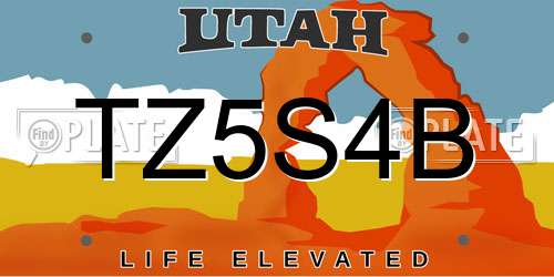 TZ5S4B Utah License Plate