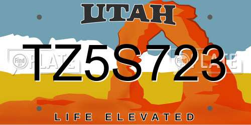 TZ5S723 Utah License Plate