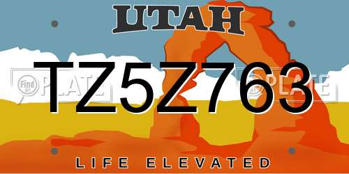 TZ5Z763 Utah License Plate
