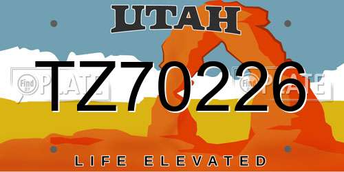 TZ70226 Utah License Plate