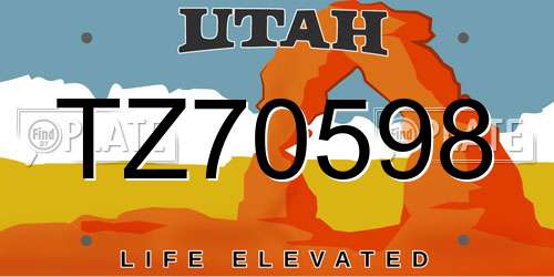 TZ70598 Utah License Plate