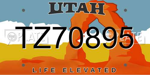 TZ70895 Utah License Plate