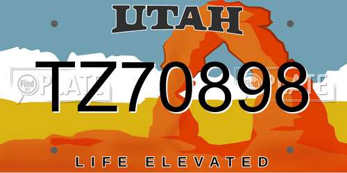 TZ70898 Utah License Plate