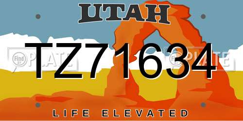 TZ71634 Utah License Plate