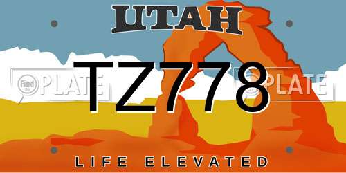 TZ778 Utah License Plate