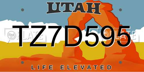 TZ7D595 Utah License Plate
