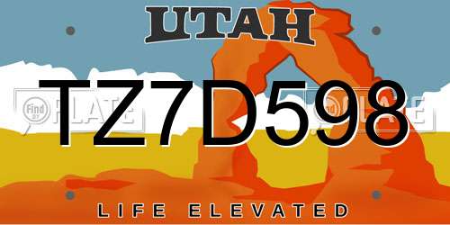TZ7D598 Utah License Plate