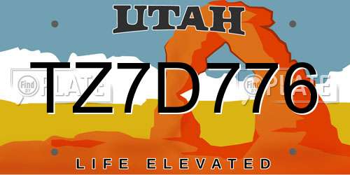 TZ7D776 Utah License Plate