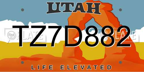 TZ7D882 Utah License Plate