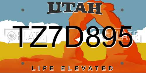 TZ7D895 Utah License Plate