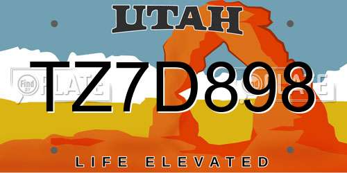 TZ7D898 Utah License Plate