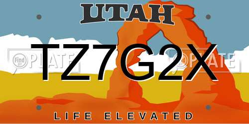 TZ7G2X Utah License Plate