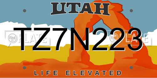 TZ7N223 Utah License Plate