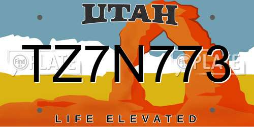 TZ7N773 Utah License Plate
