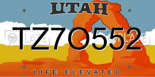 TZ7O552 Utah License Plate