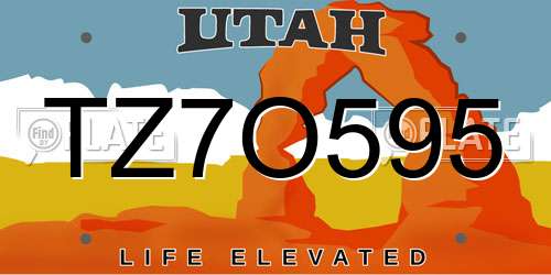 TZ7O595 Utah License Plate