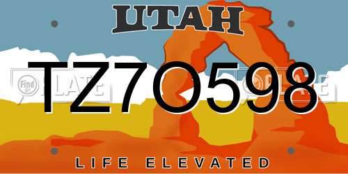 TZ7O598 Utah License Plate