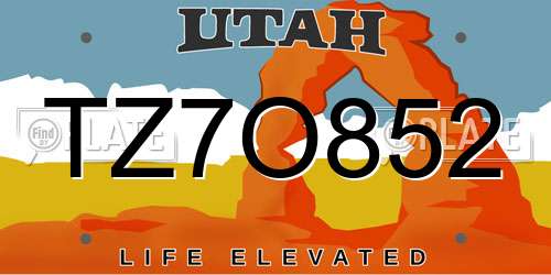 TZ7O852 Utah License Plate