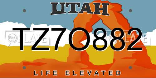 TZ7O882 Utah License Plate