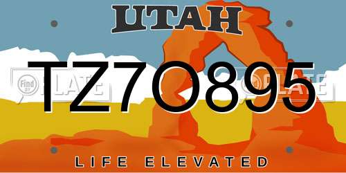 TZ7O895 Utah License Plate