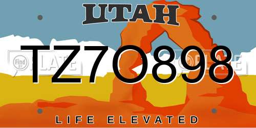 TZ7O898 Utah License Plate