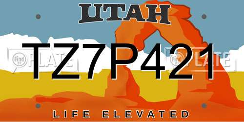 TZ7P421 Utah License Plate