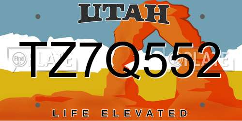 TZ7Q552 Utah License Plate