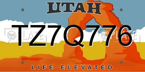 TZ7Q776 Utah License Plate