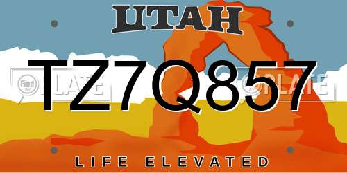 TZ7Q857 Utah License Plate