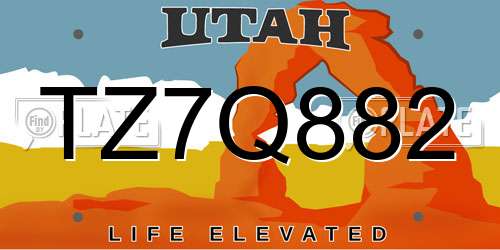 TZ7Q882 Utah License Plate
