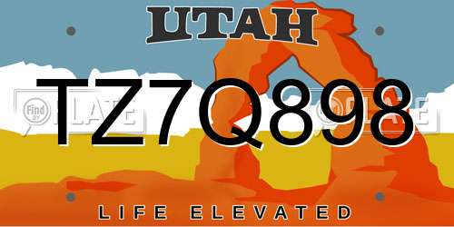 TZ7Q898 Utah License Plate