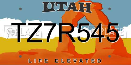 TZ7R545 Utah License Plate
