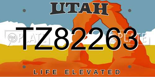 TZ82263 Utah License Plate